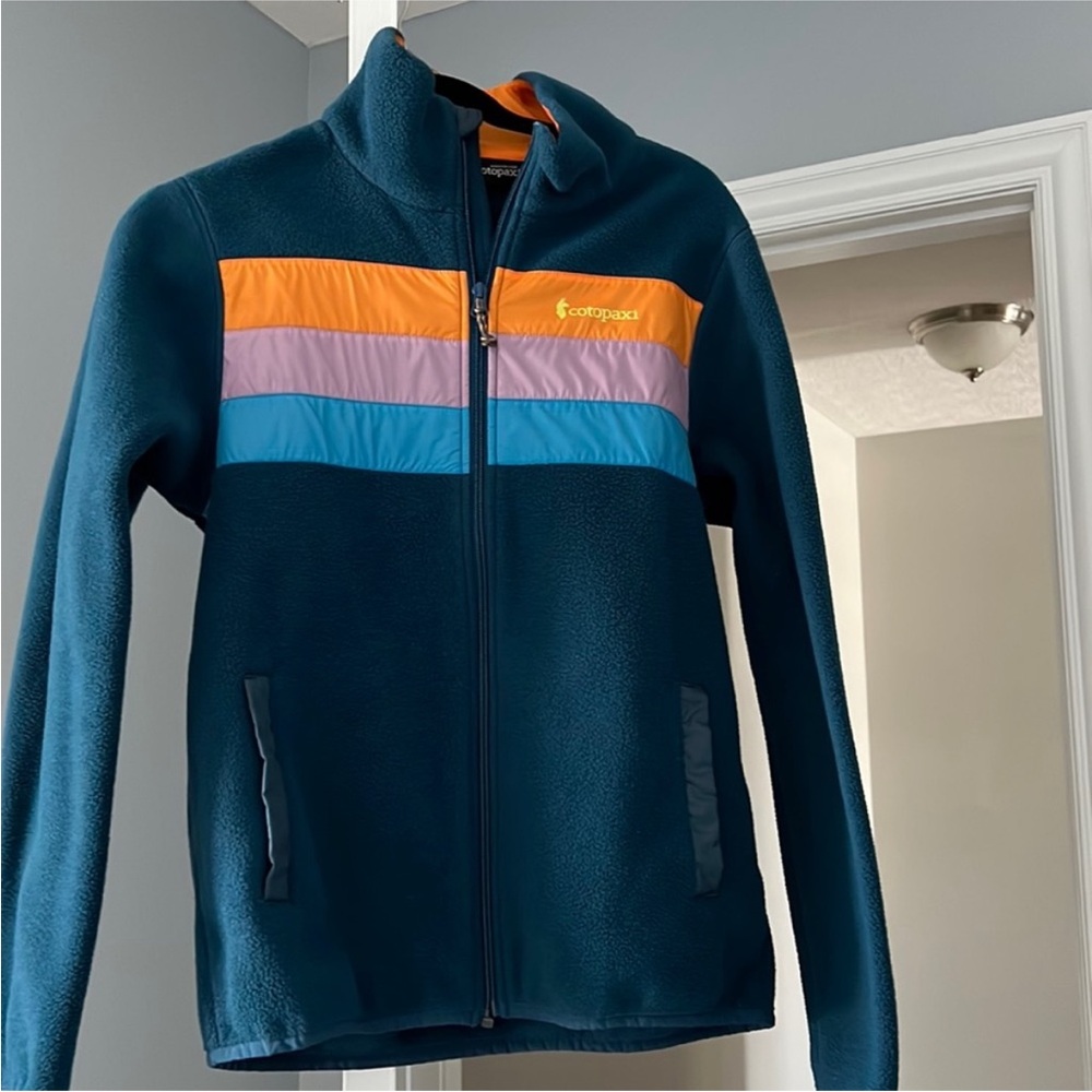 Cotopaxi Womens Medium Full-Zip Fleece Jacket with Orange, Lavender & Sky Blue